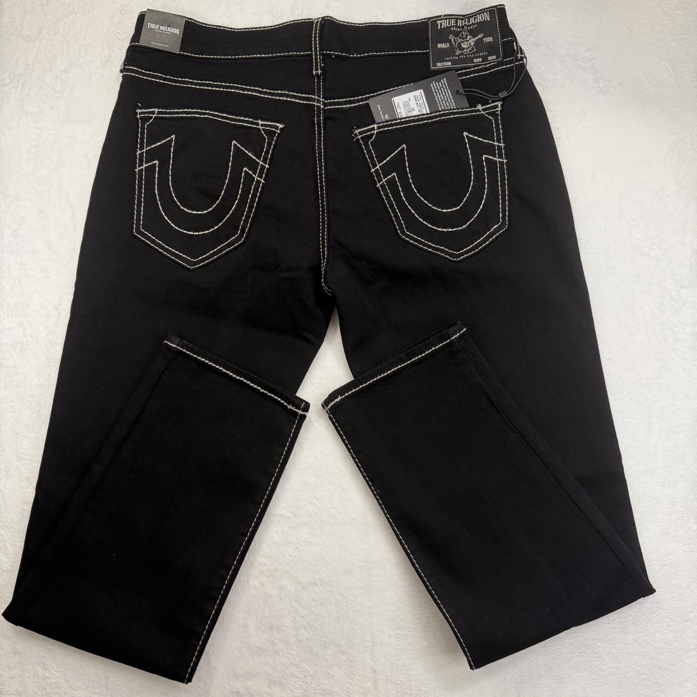 True Religion Jeans Mens 36x32 Geno Relaxed Slim Black Rinse NWT Retail $204